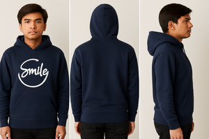 Navy Blue Smile Hoodie for Men | Premium Quality, LARGE / MEDIUM / XL