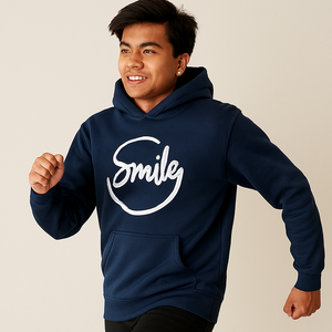 Navy Blue Smile Hoodie for Men | Premium Quality, LARGE / MEDIUM / XL