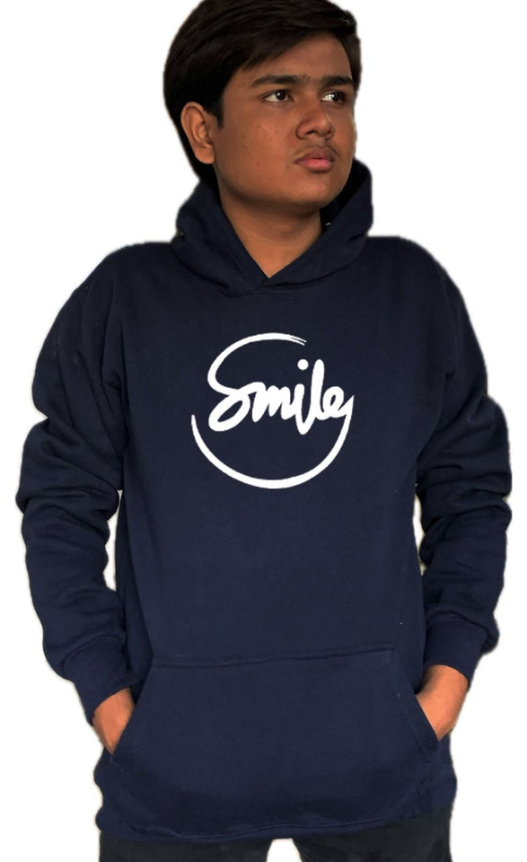 Navy Blue Smile Hoodie for Men | Premium Quality, LARGE / MEDIUM / XL